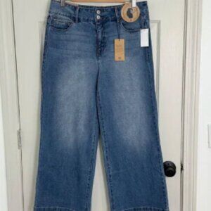 Curve Appeal High Rise Wide Leg Jeans Womens 12/31 Blue NWT Stretch Y2K Boho